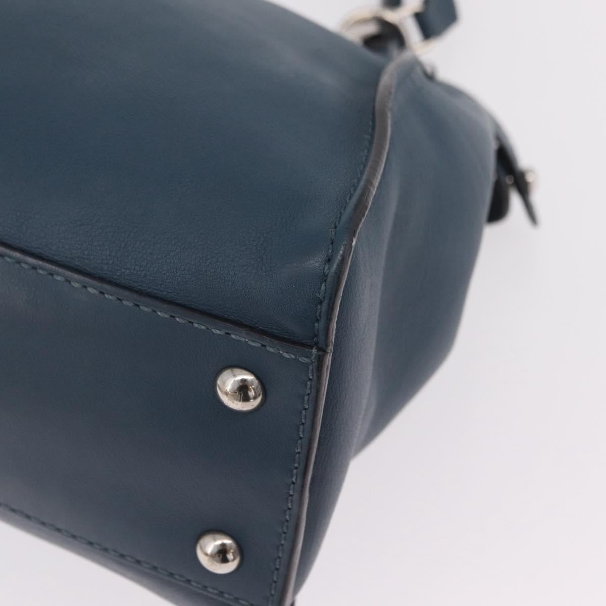Fendi Peekaboo Ruffled Leather, Blue, Leather, Handbag