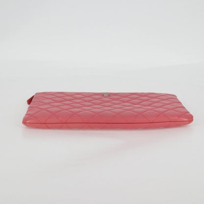 Chanel CC Casino O Case Clutch Quilted Lambskin, Pink, Leather, Clutch