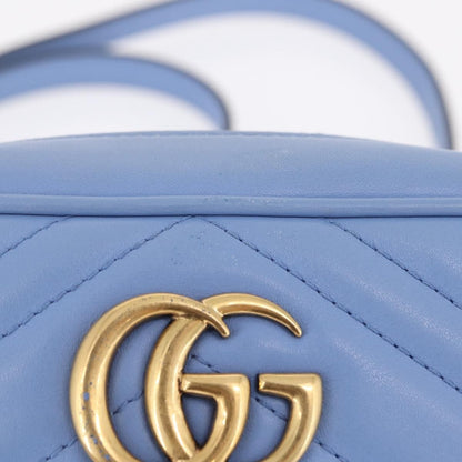 Gucci GG Marmont Matelasse Patent, Blue, Leather, Shoulder Bag