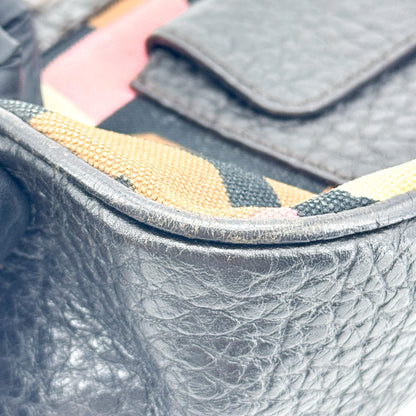Prada Shoulder Canvas and Leather, Black, Canvas, Shoulder Bag