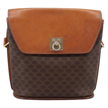 Celine Macadam Leather, Brown, Canvas, Shoulder Bag