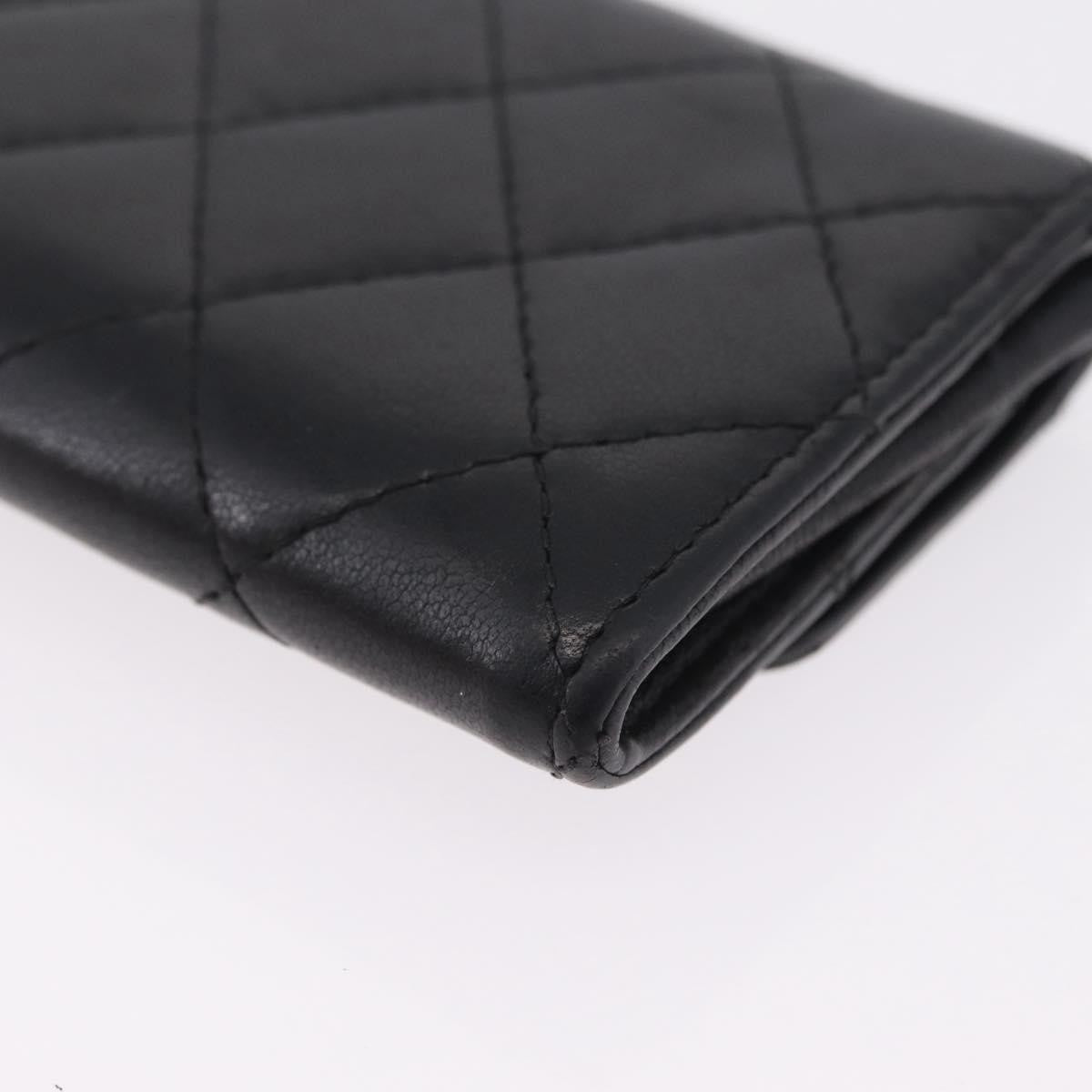 Chanel CC Flap Card Case Quilted Lambskin, Black, Leather, Card Holder