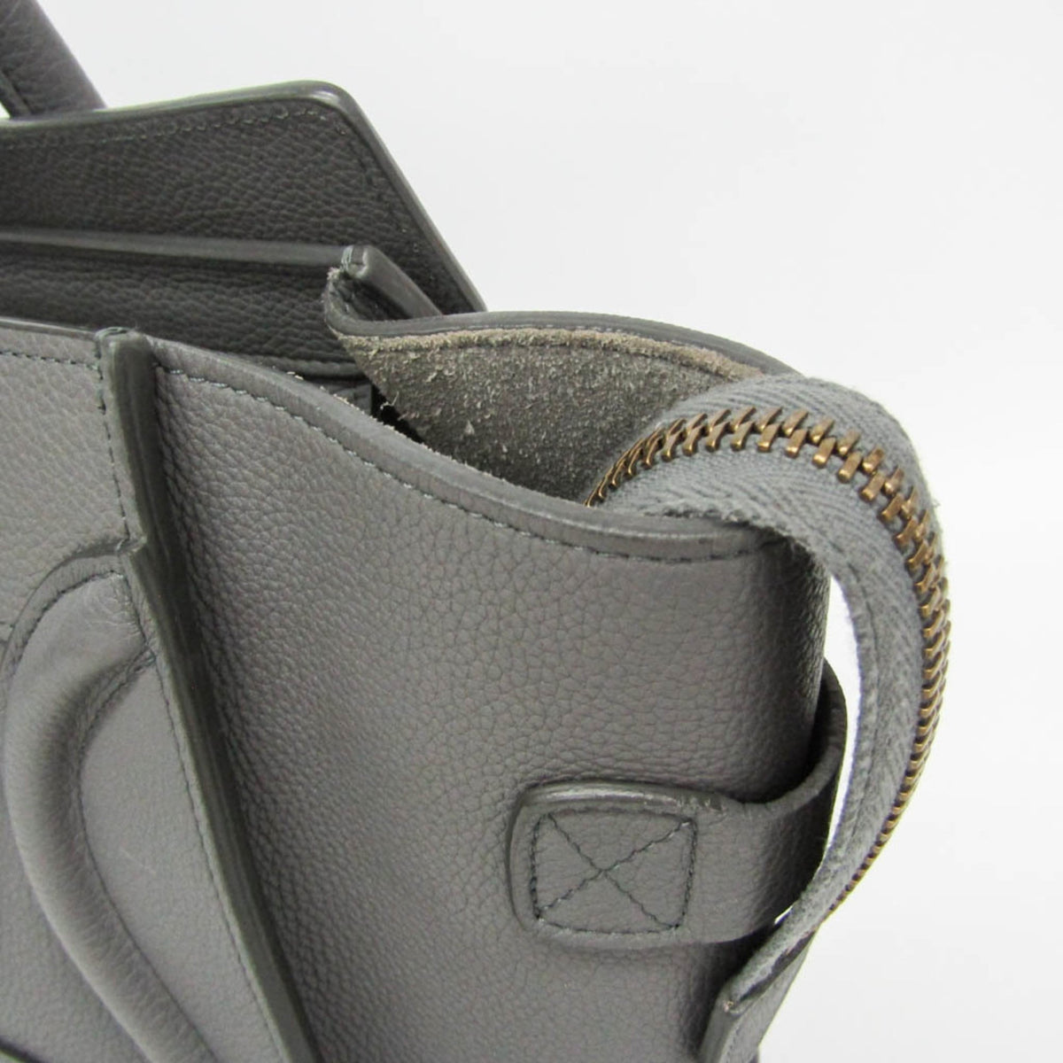 Celine Luggage Smooth Leather, Gray, Leather, Handbag