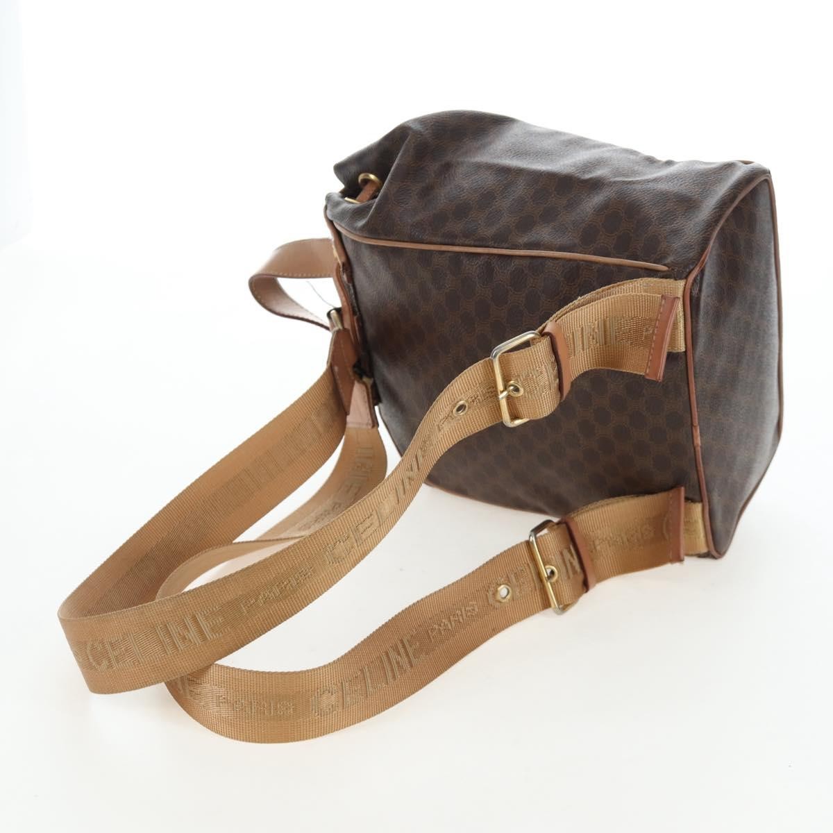 Celine Vintage Macadam Canvas, Brown, Canvas, Backpack