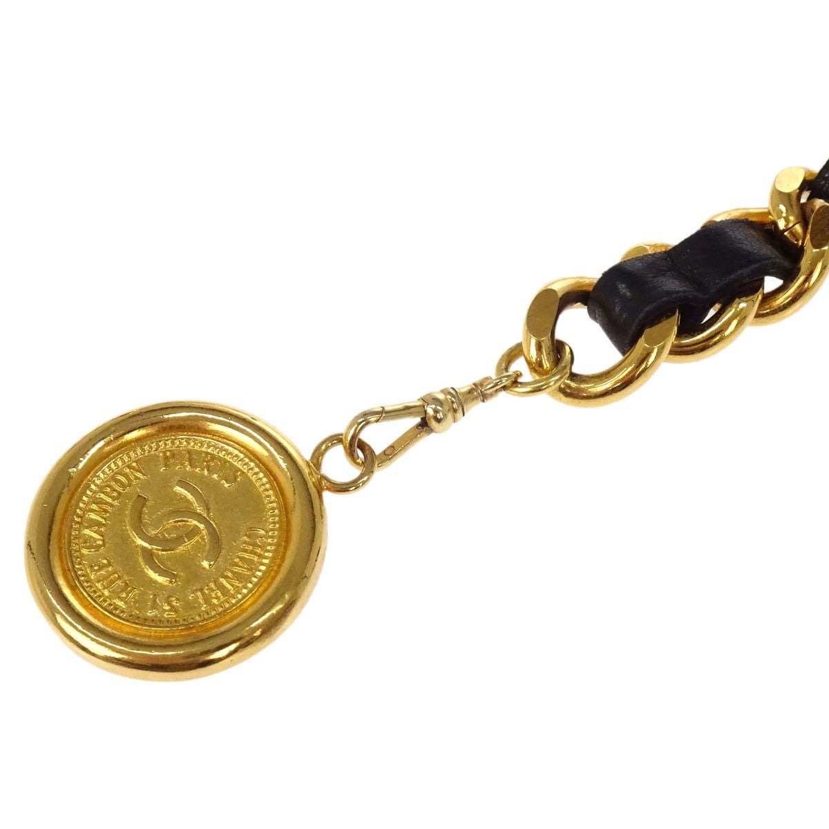 Chanel CC Medallion Chain Belt Metal with Leather, Gold, Gold Plated, Belt