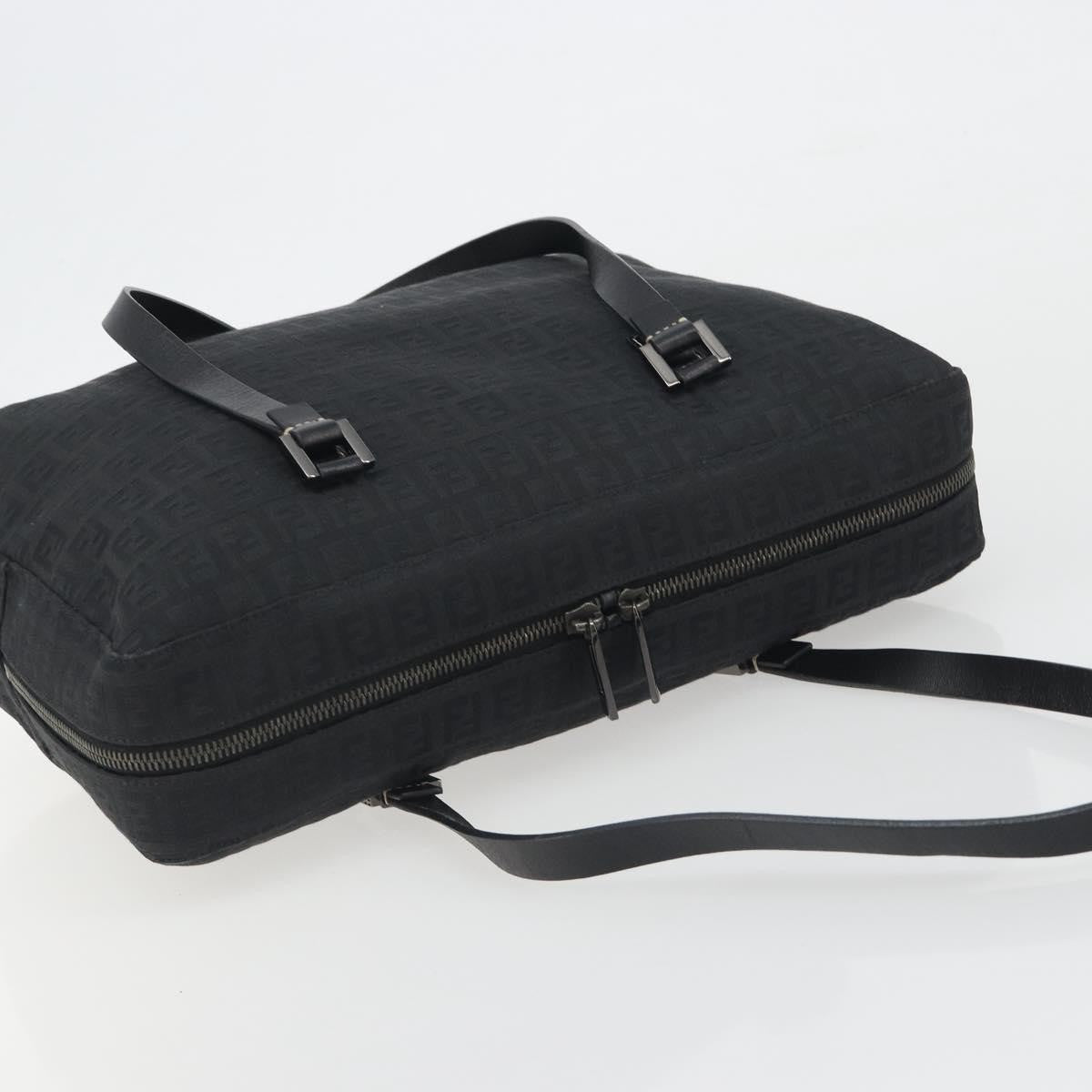 Fendi Shoulder Zucchino Canvas, Black, Canvas, Shoulder Bag