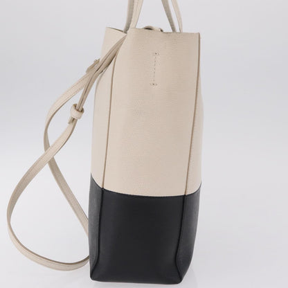 Celine Vertical Bi-Cabas Leather, Black, Leather, Tote Bag