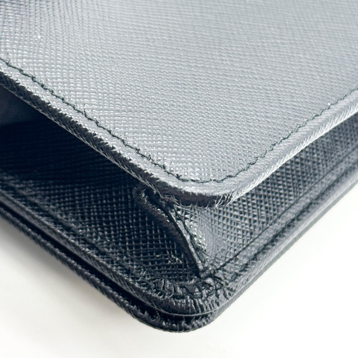 Prada Flap Card Case on Chain Saffiano Leather, Black, Leather, Card Holder
