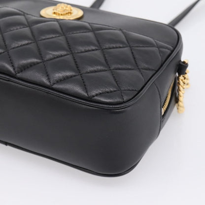 Versace Medusa Icon Front Slip Pocket Camera Quilted Leather, Black, Leather, Handbag