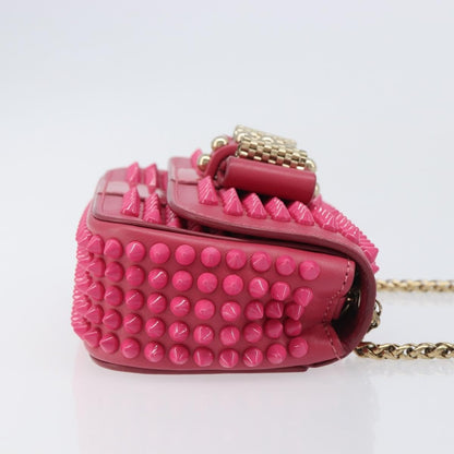Christian Louboutin Sweet Charity Spiked Leather, Pink, Leather, Crossbody Bag