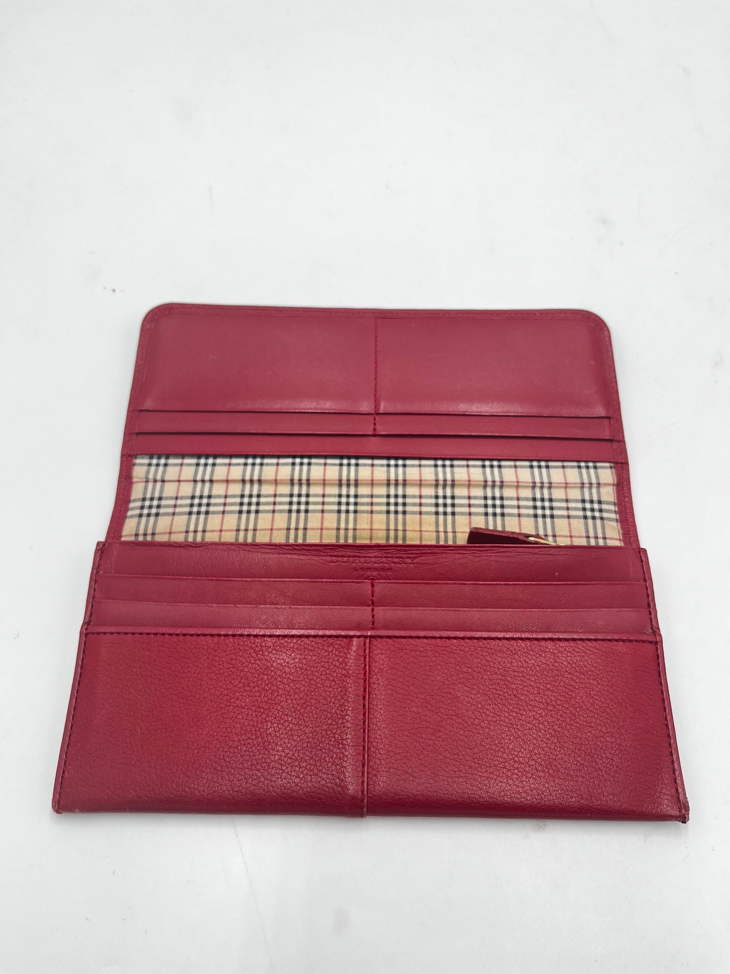 Burberry Porter Wallet Glitter Patent, Red, Leather, Wallet