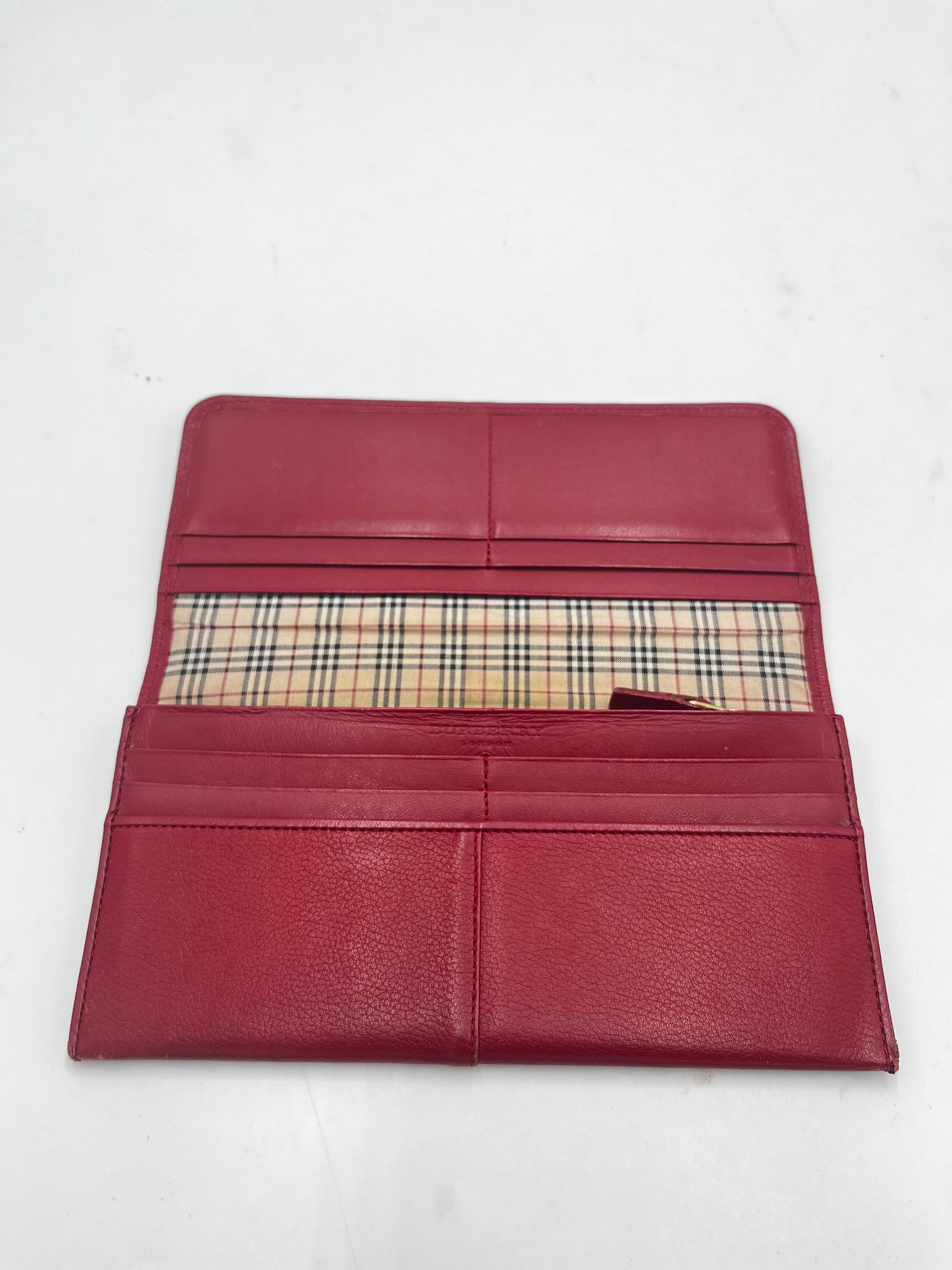 Burberry Porter Wallet Glitter Patent, Red, Leather, Wallet