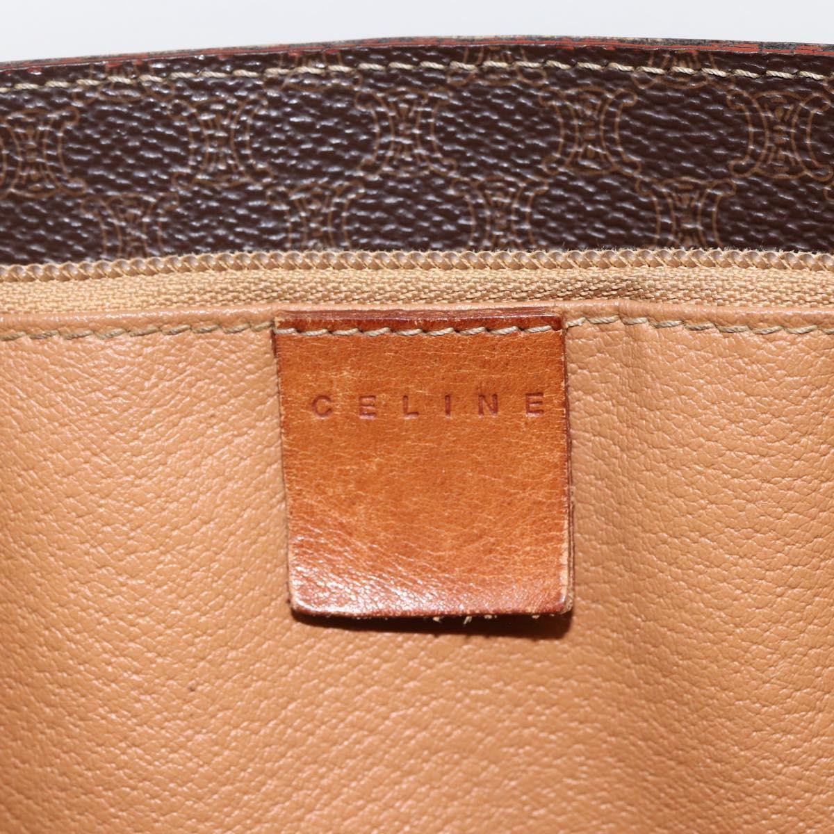 Celine Vintage Macadam Shopper Coated Canvas, Brown, Canvas, Tote Bag
