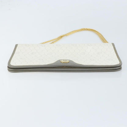 Christian Dior Vintage Honeycomb Zip Coated Canvas, White, Canvas, Clutch
