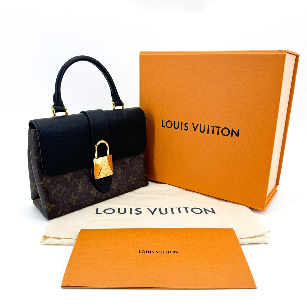 Louis Vuitton Locky Monogram Canvas with Leather, Black, Canvas, Handbag