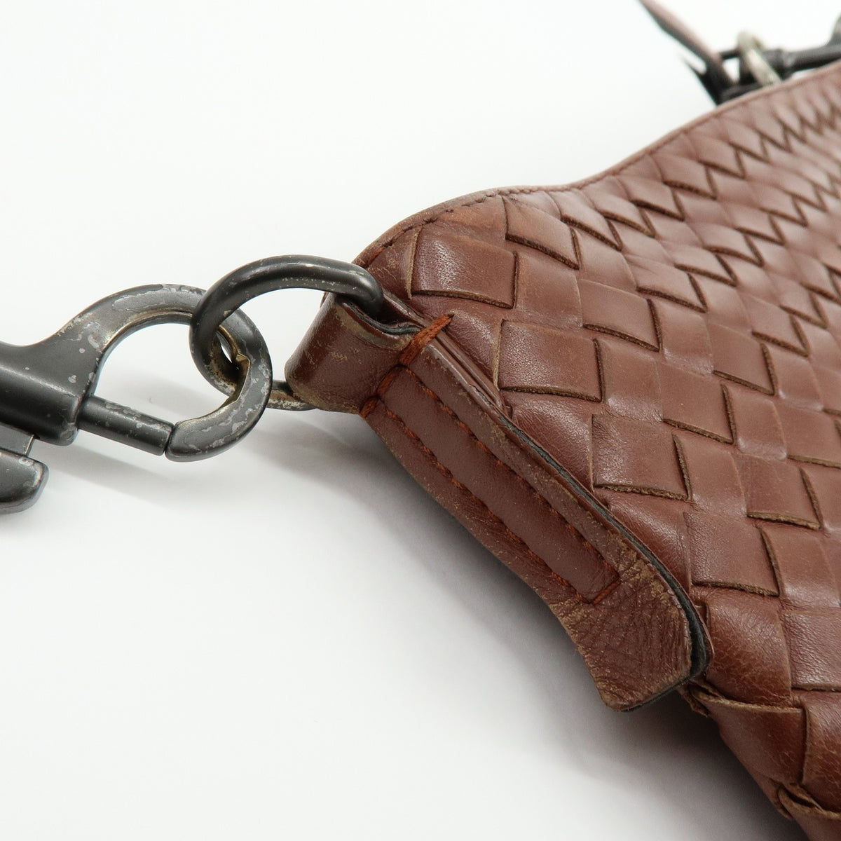 Bottega Veneta Flat Messenger Intrecciato Nappa, Brown, Leather, Handbag