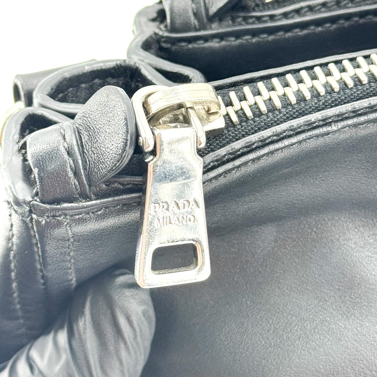 Prada Double Zip Convertible Soft Calf, Black, Leather, Tote Bag