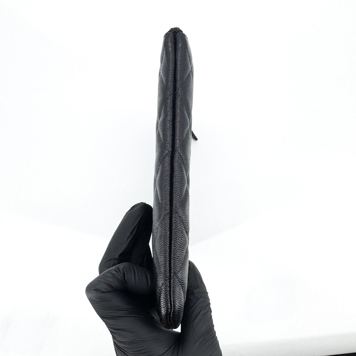 Chanel O Case Clutch Quilted Caviar, Black, Leather, Clutch