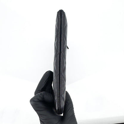 Chanel O Case Clutch Quilted Caviar, Black, Leather, Clutch