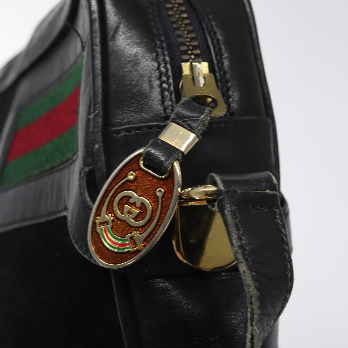 Gucci Sherry line shoulder Suede, Black, Suede, Handbag
