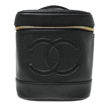 Chanel Vintage Timeless Cosmetic Case Caviar, Black, Leather, Handbag