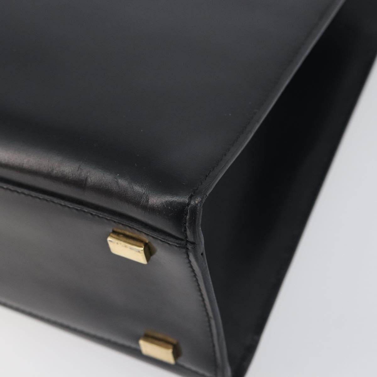 Celine Top Handle Leather, Black, Leather, Handbag