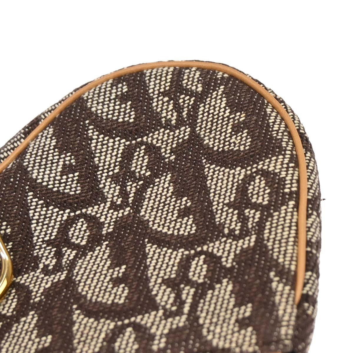 Christian Dior Vintage Saddle Zip Coin Purse Diorissimo Canvas, Brown, Canvas, Clutch