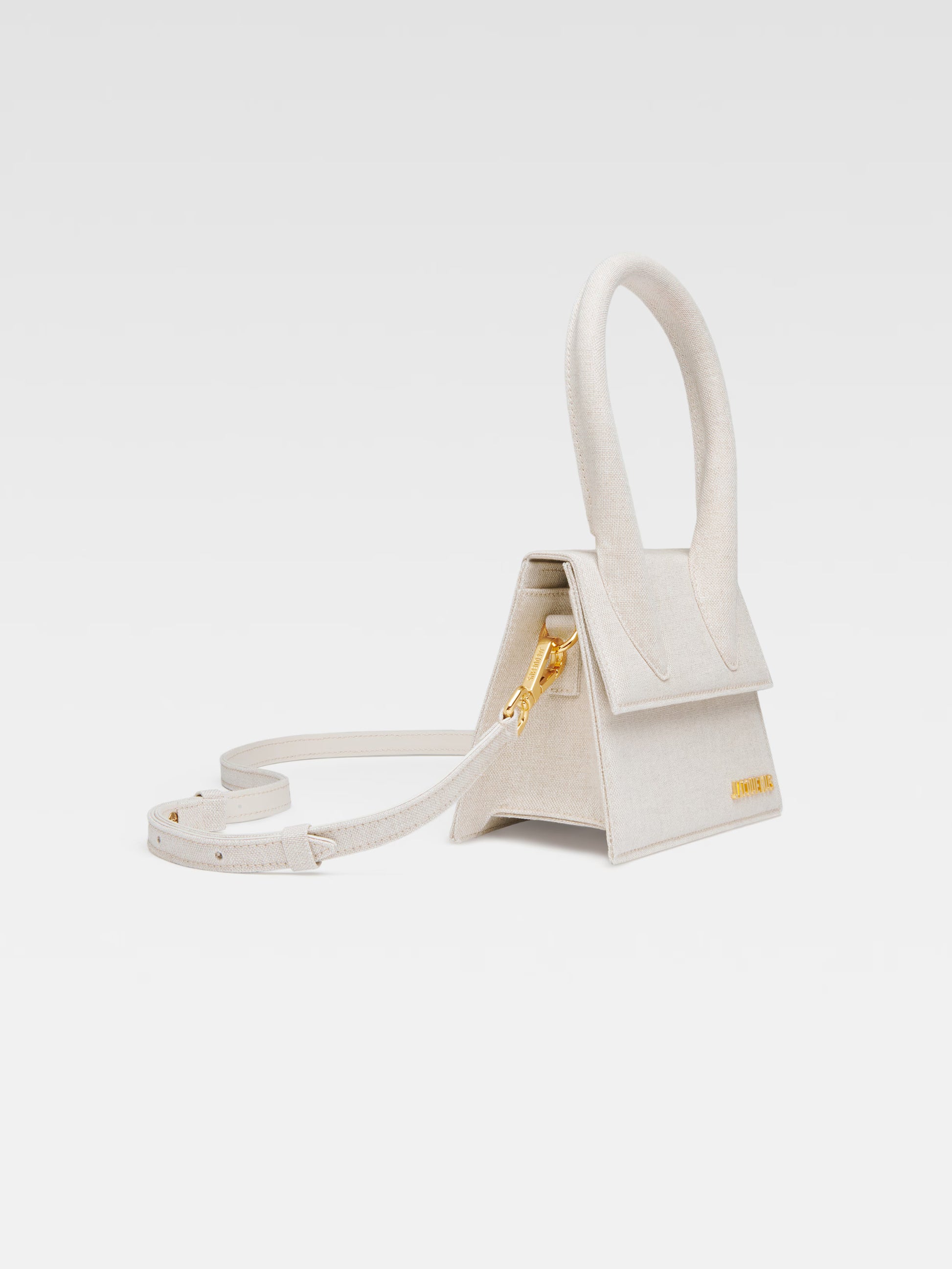 Jacquemus Chiquito mini beige clair linen, BEIGE, LEATHER, Crossbody bag