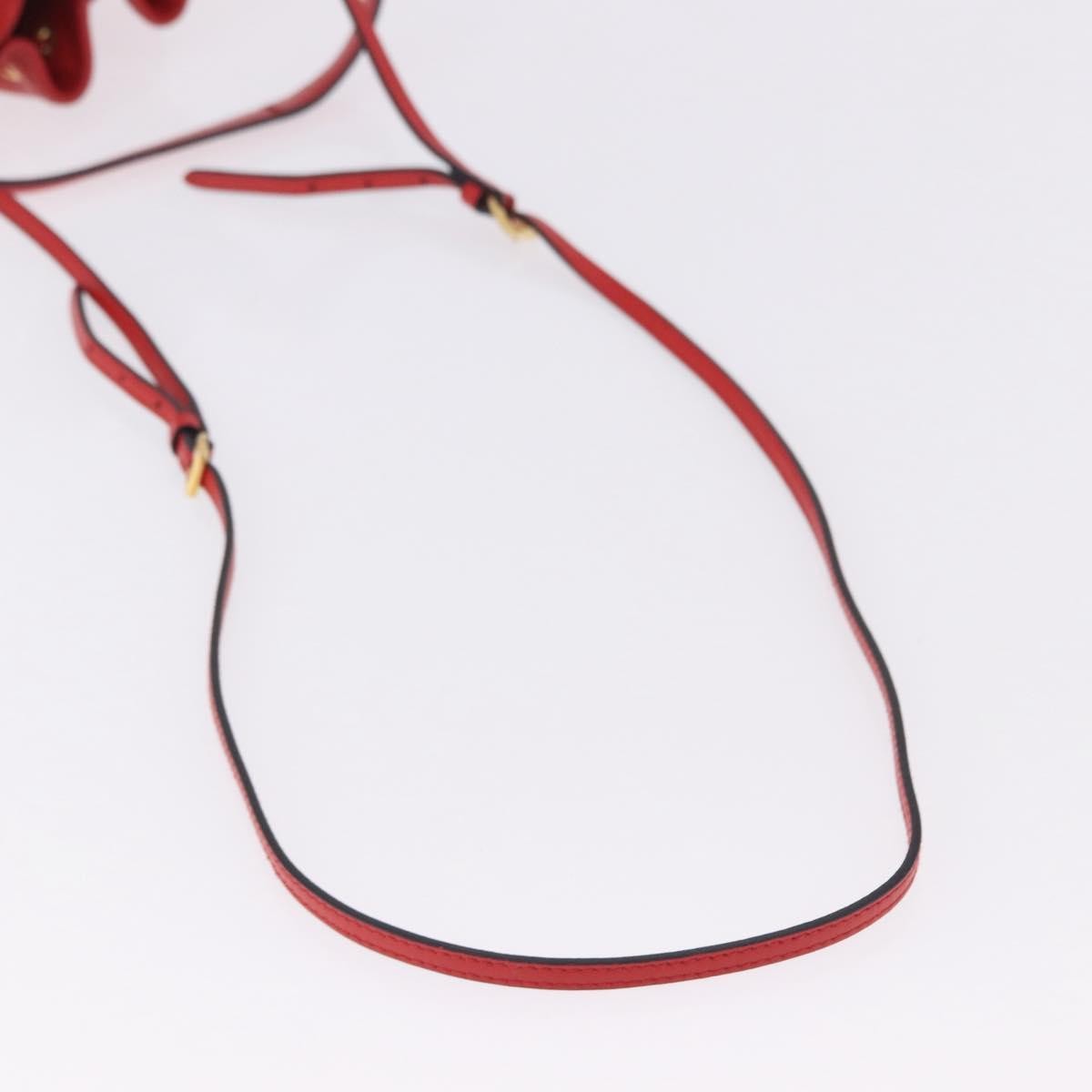 Prada Drawstring Pocket Bucket Soft Calf, Red, Leather, Shoulder Bag