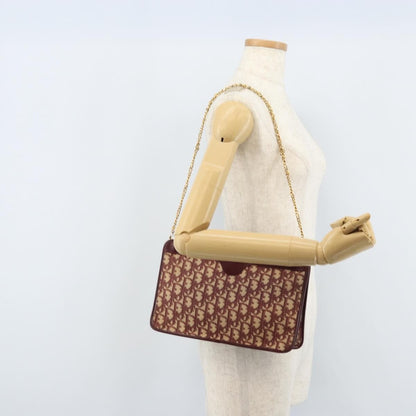 Christian Dior Vintage Trotteur Chain Canvas, Red, Canvas, Shoulder Bag