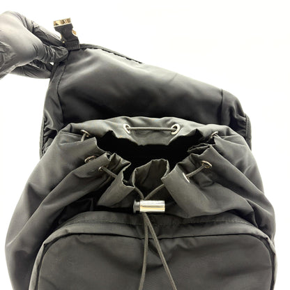 Prada Double Buckle Top Handle Tessuto, Black, Nylon, Backpack
