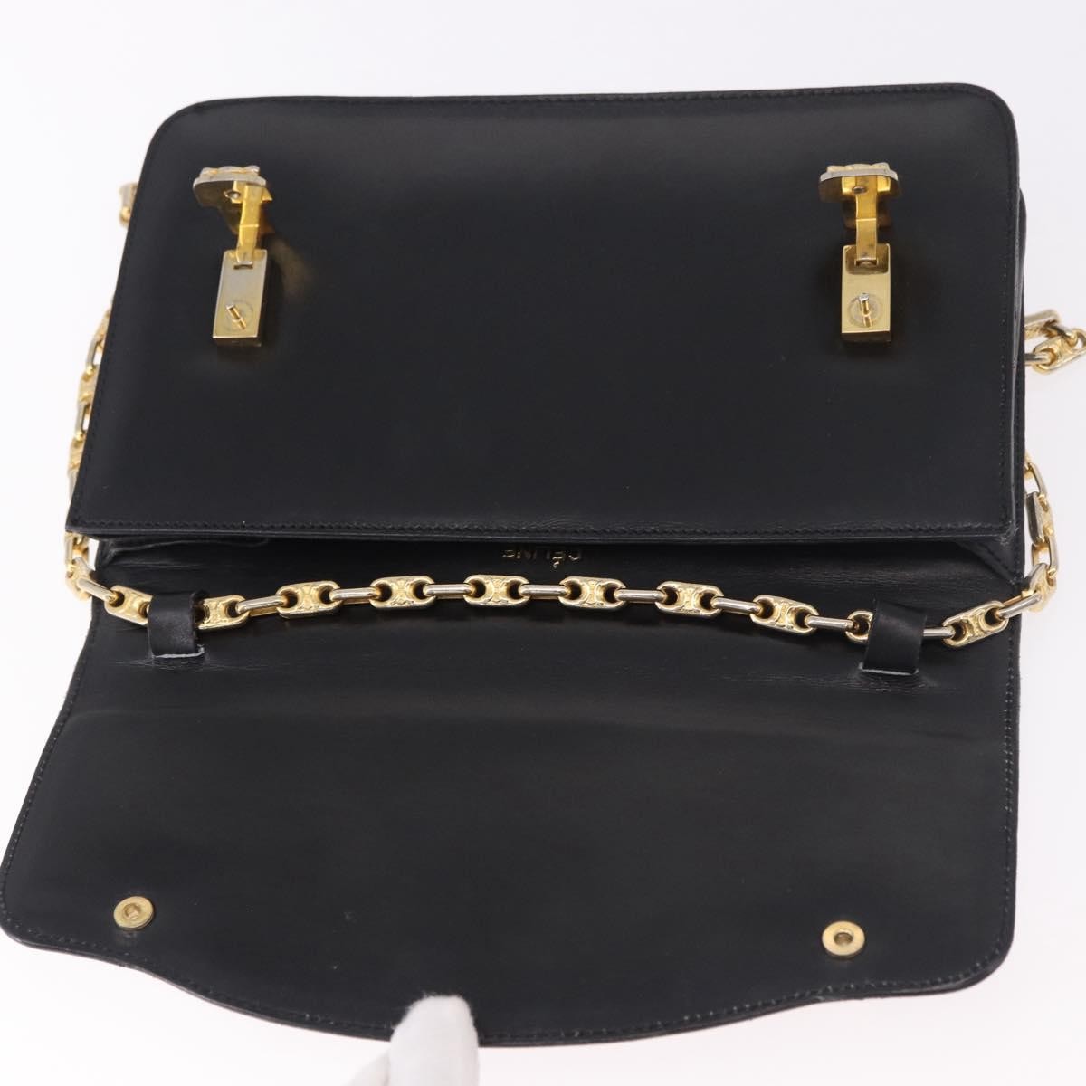 Celine Shoulder Leather, Black, Leather, Shoulder Bag