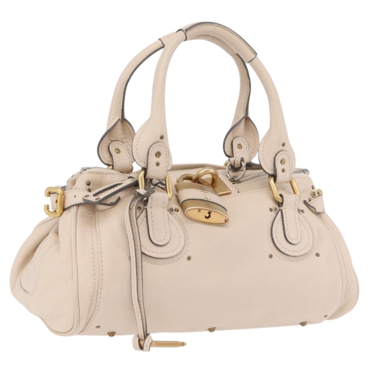 Chloe Paddington Lock Leather, Beige, Leather, Handbag