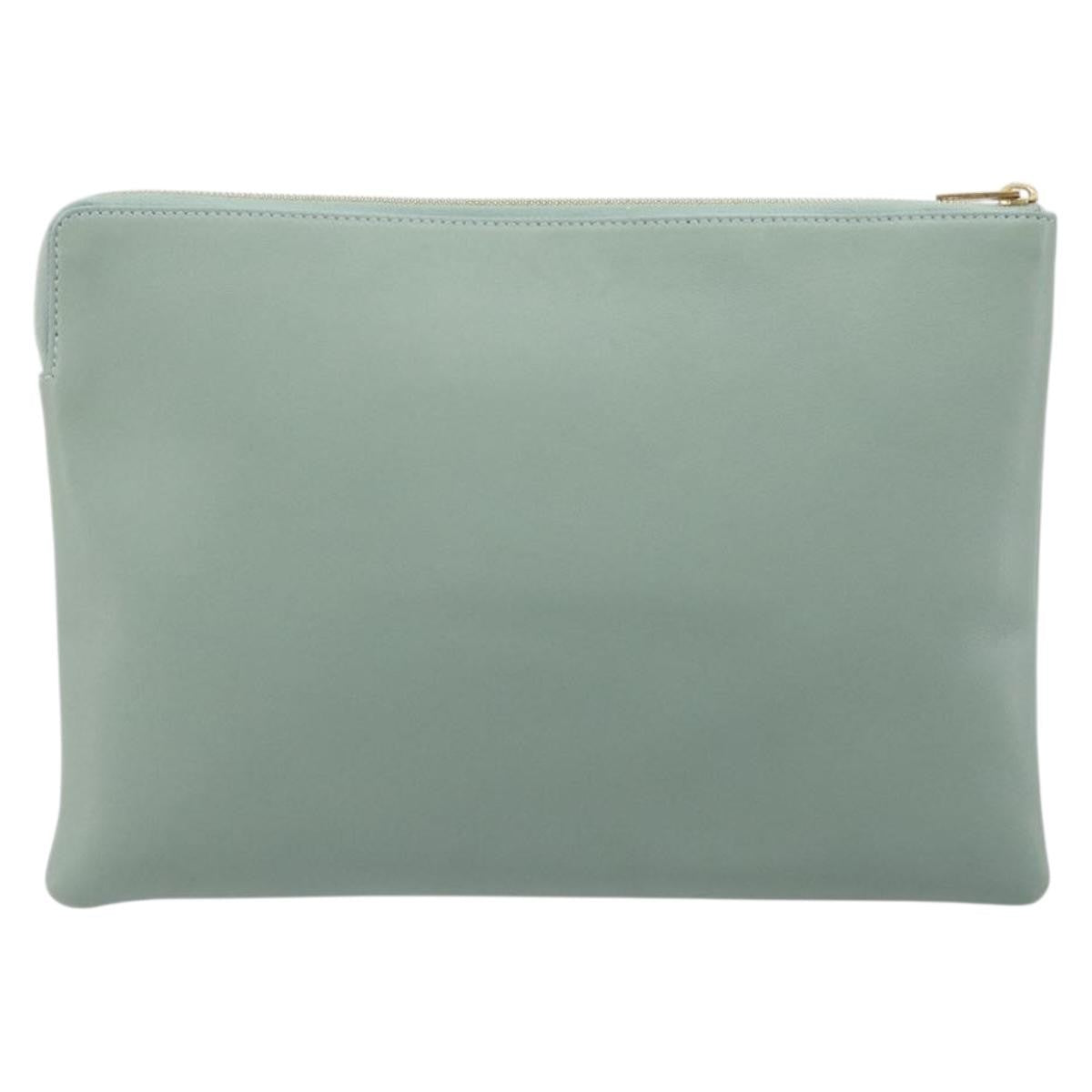 Celine Solo Leather, Green, Leather, Clutch