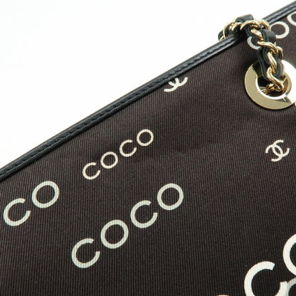 Chanel Vintage Coco Chain Shopping Printed Canvas, Black, Canvas, Tote Bag