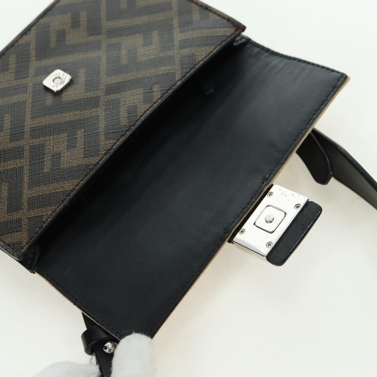 Fendi Baguette Zucca Canvas with Leather, Brown, Canvas, Crossbody Bag