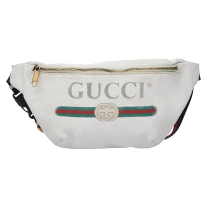 Gucci Logo Belt Leather with Enamel Buckle, White, Leather, Belt