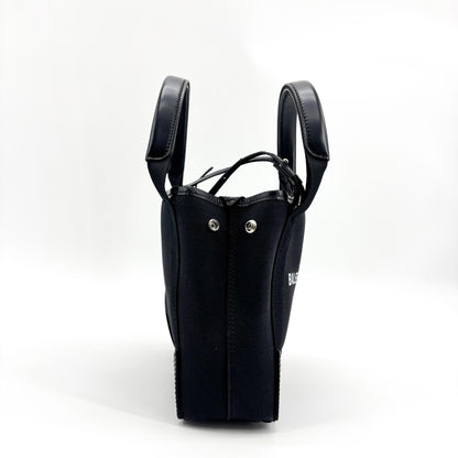 Balenciaga Navy Cabas Canvas with Leather, Black, Canvas, Tote Bag