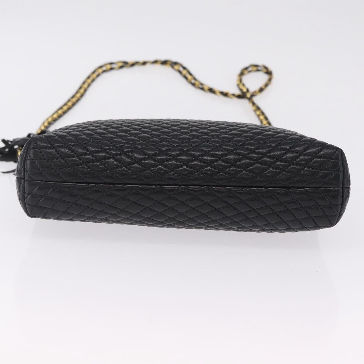 Bally Vintage Chain Quilted Leather, Black, Leather, Shoulder Bag