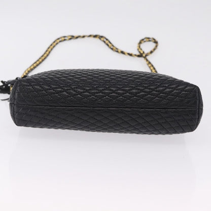 Bally Vintage Chain Quilted Leather, Black, Leather, Shoulder Bag