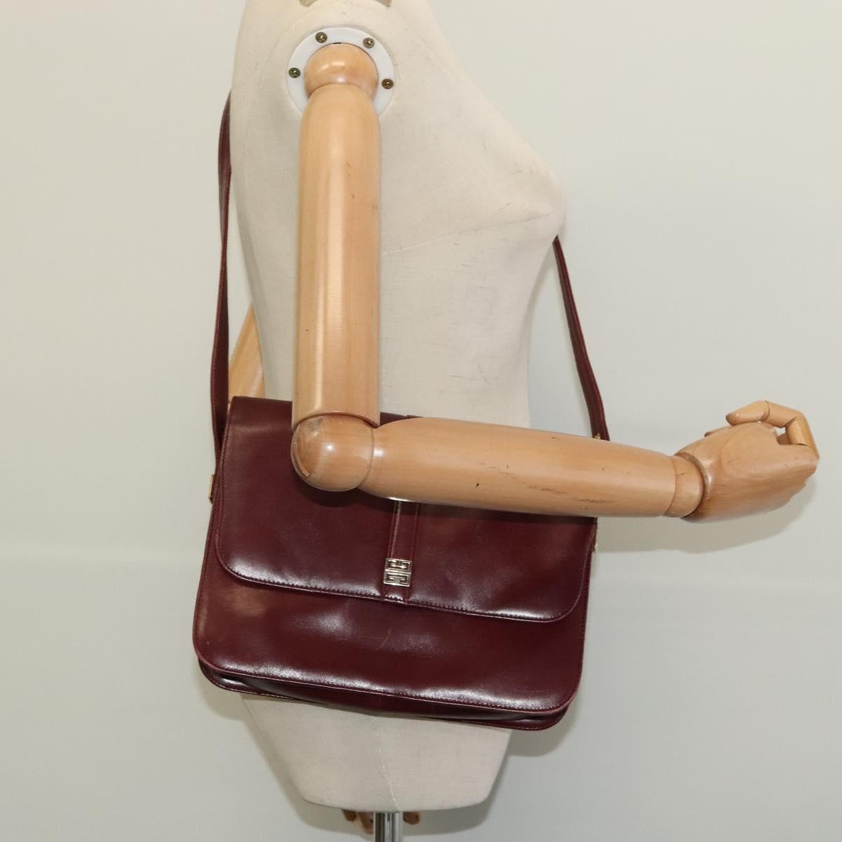 Givenchy Vintage 4G Leather, Burgundy, Leather, Shoulder Bag