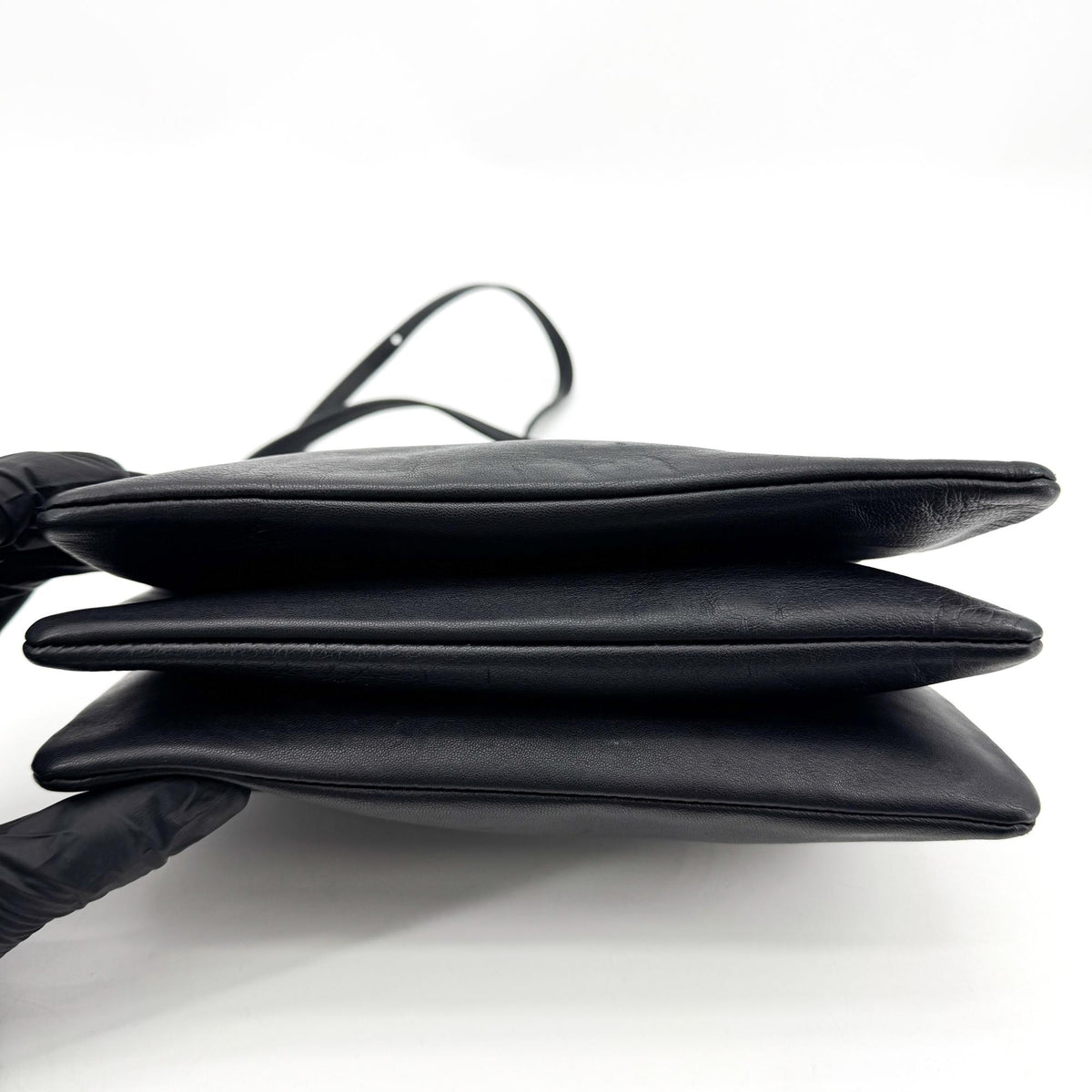 Celine Trio Leather, Black, Leather, Crossbody Bag