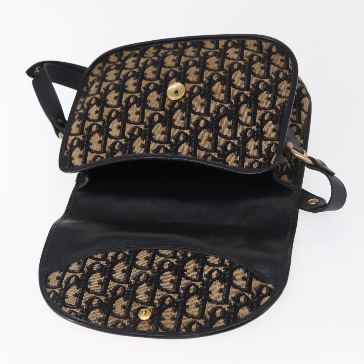 Christian Dior Vintage Trotter Shoulder Bag Canvas, NAVY, CANVAS, Shoulder bag