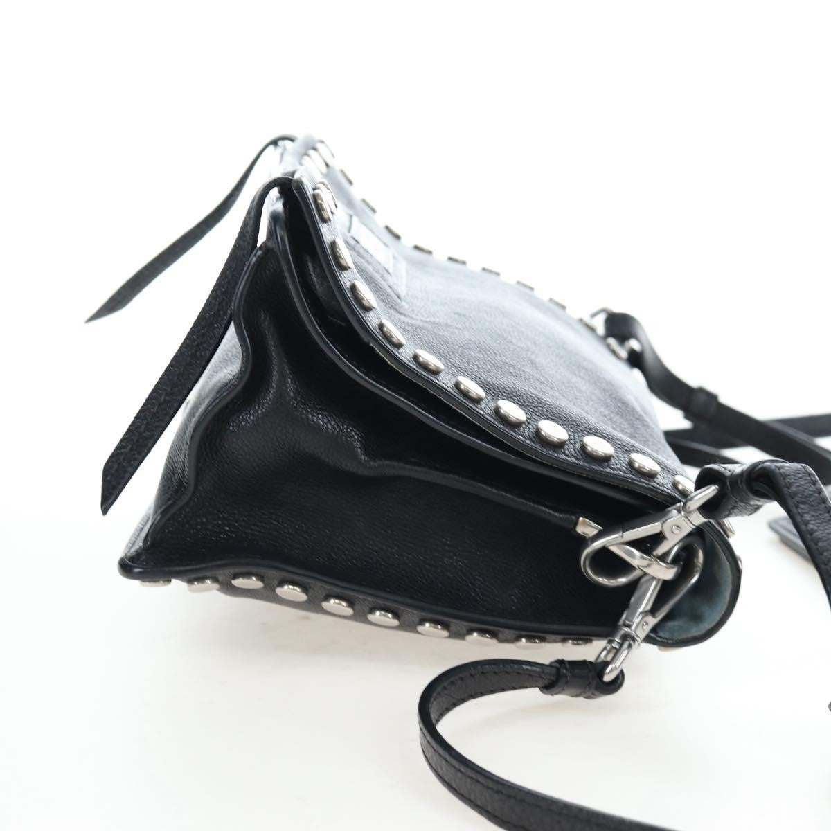 Prada Etiquette Flap Studded Glace Calfskin, Black, Leather, Handbag