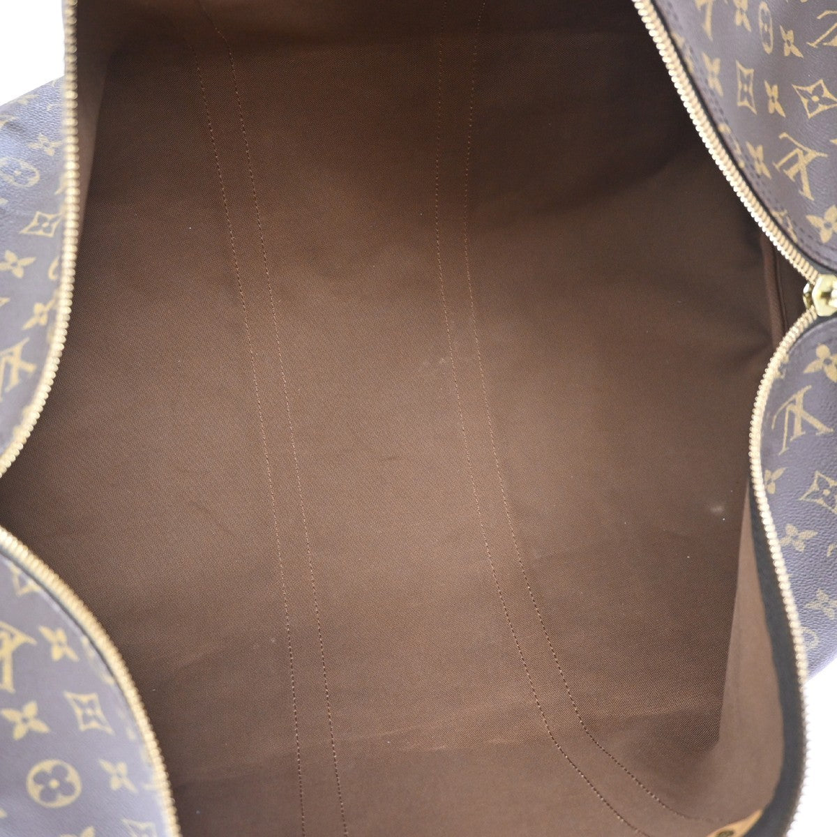 Louis Vuitton Keepall Monogram Canvas, Brown, Leather, Travel Bag