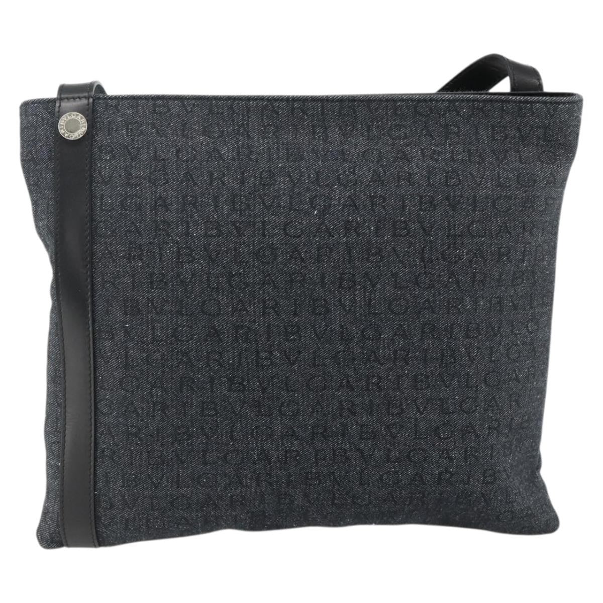 Bvlgari Logomania Canvas, Blue, Canvas, Shoulder Bag