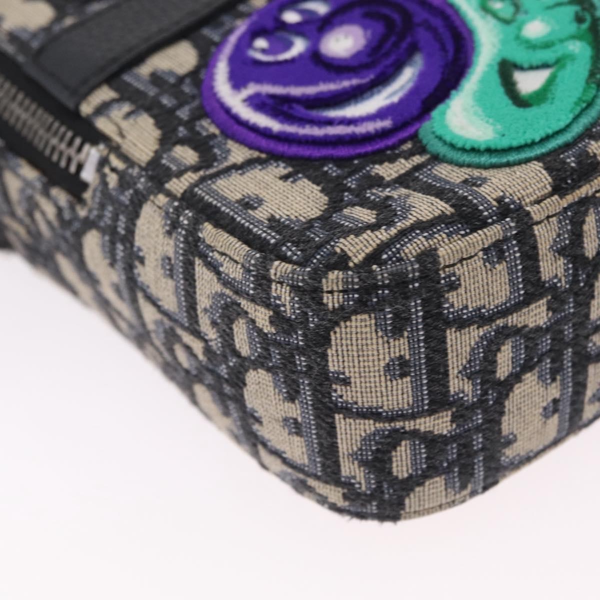 Christian Dior Kenny Scharf Safari Messenger Oblique Canvas with Applique, Navy, Canvas, Handbag