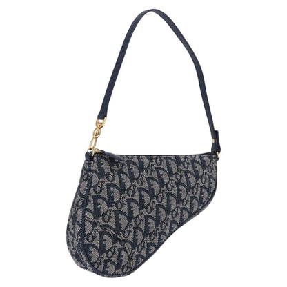 Christian Dior Vintage Saddle Bag Canvas, Navy, Canvas, Clutch