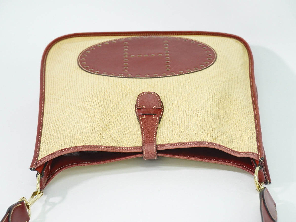 Hermes Evelyne Bag Gen I Panama, Beige, Leather, Handbag