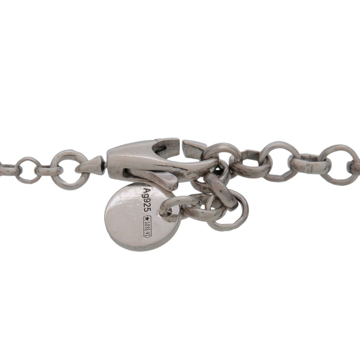 Gucci Engraved Interlocking G Chain Link Pendant Sterling Silver, Silver, Silver, Necklace
